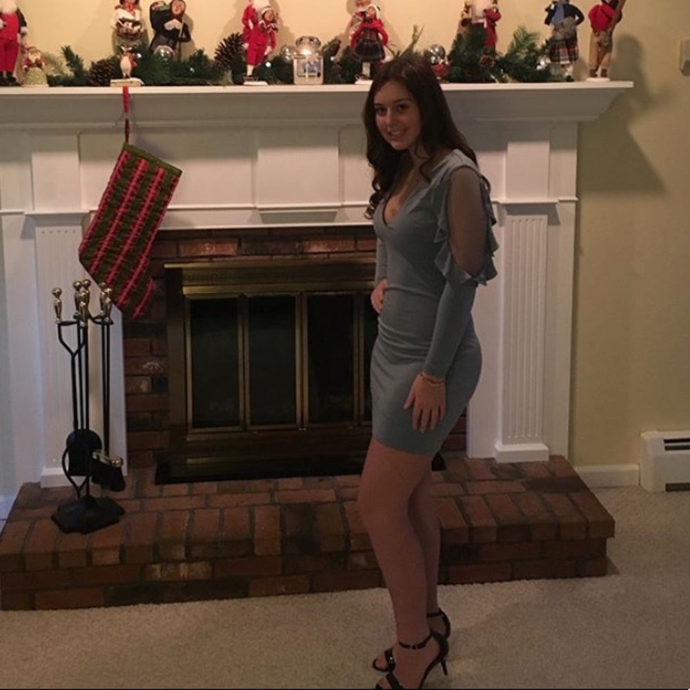 Long sleeve blue dress from express worn once